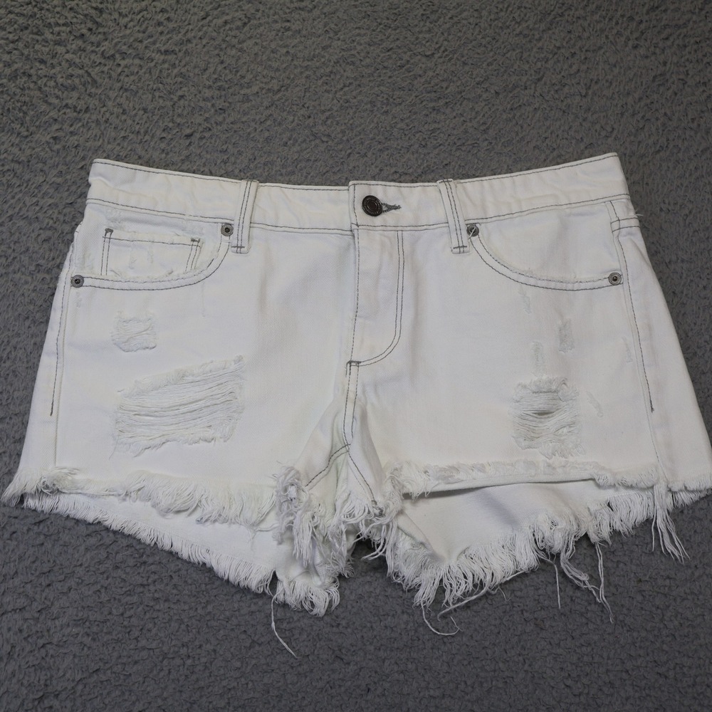 Lucky Brand The Cut Off White Distressed Denim Shorts Womens 4/27 Raw Hem Summer